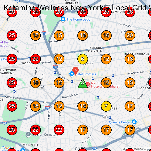Ketamine Wellness New York GeoGrid visibility map for Medical Spa in Jackson Heights